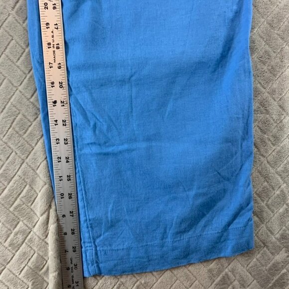 A New Day Womans 6 Linen Blend Pants Blue High Rise Baggy Straight Leg - Picture 9 of 15